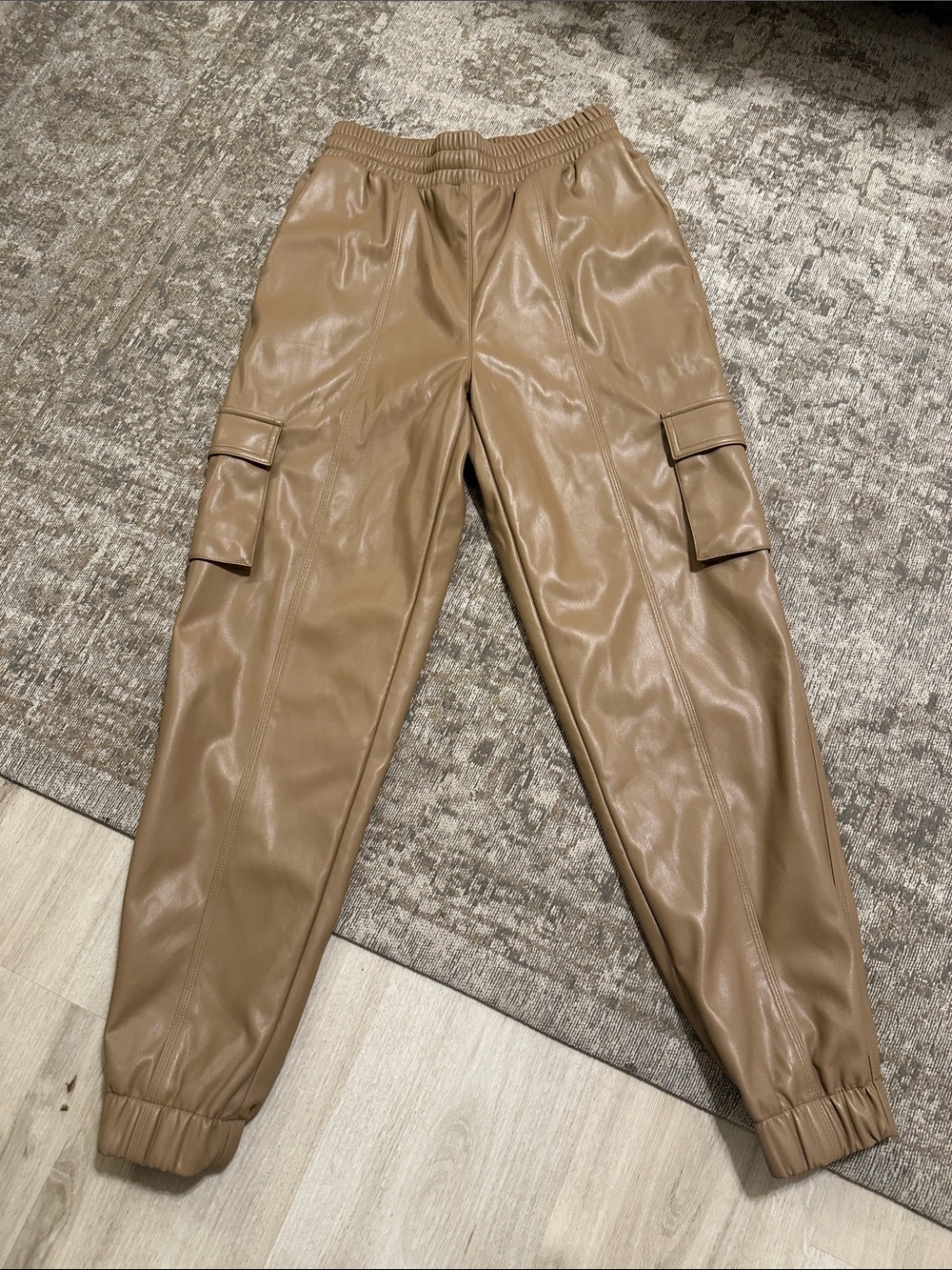 ALO Yoga Tan Faux-Leather Jogger Track Pants